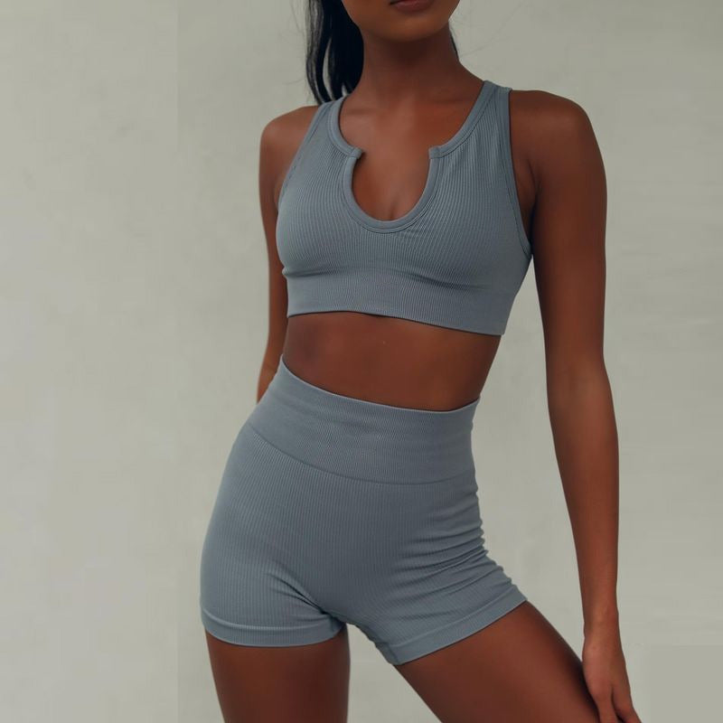 Two piece yoga vest shorts