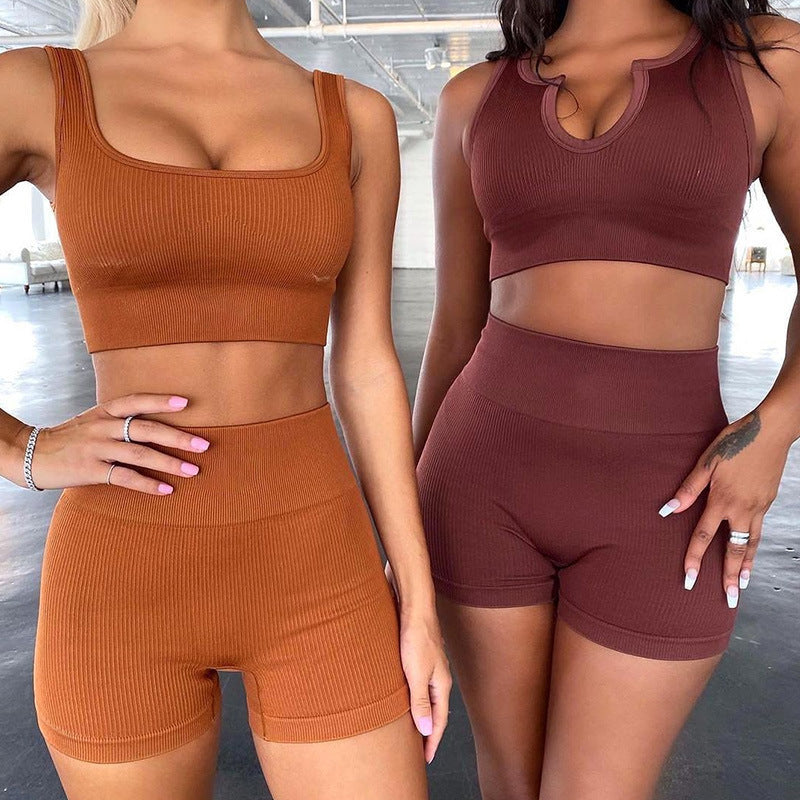 Two piece yoga vest shorts